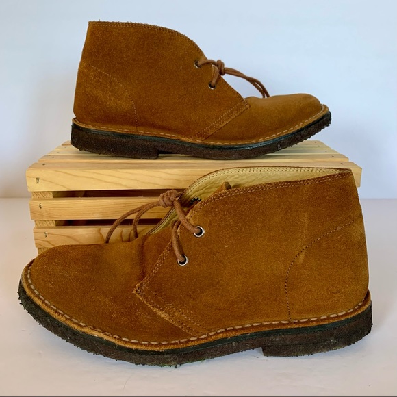 Brown/Tan Suede Leather LL Bean Ankle Boots Work Boots Dress Boots